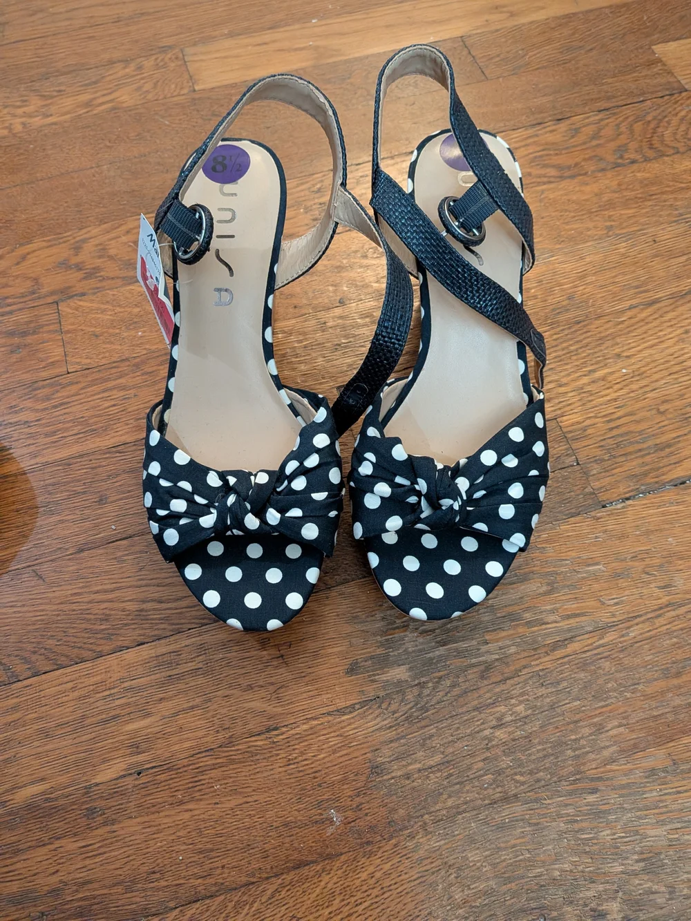 Unisa Navy Blue with White Polka Dot Platform Sandals